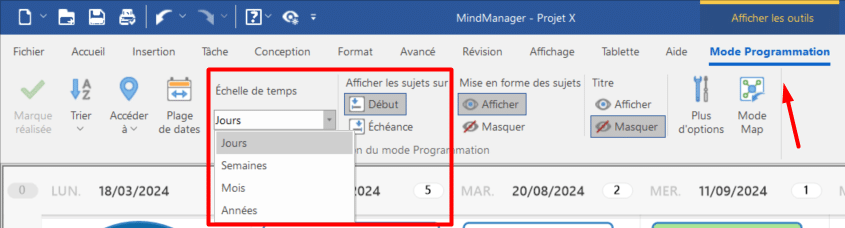 Options Mode Programmation